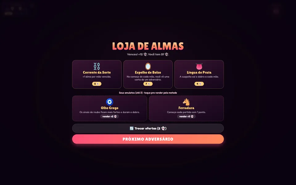 Loja de almas com amuletos